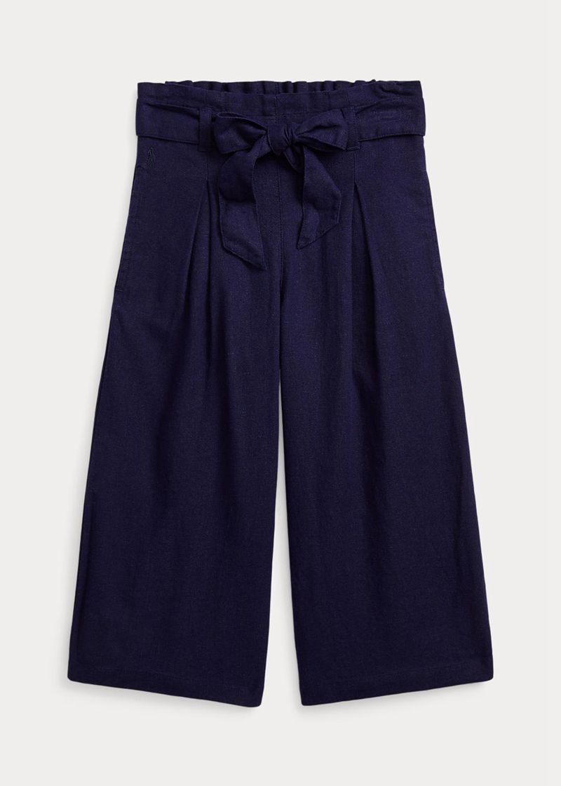 Pantalones Ralph Lauren Niña 1.5-6.5 Años Linen-Blend Wide-Leg Cropped Chile Azul Marino JXEWQ-2196